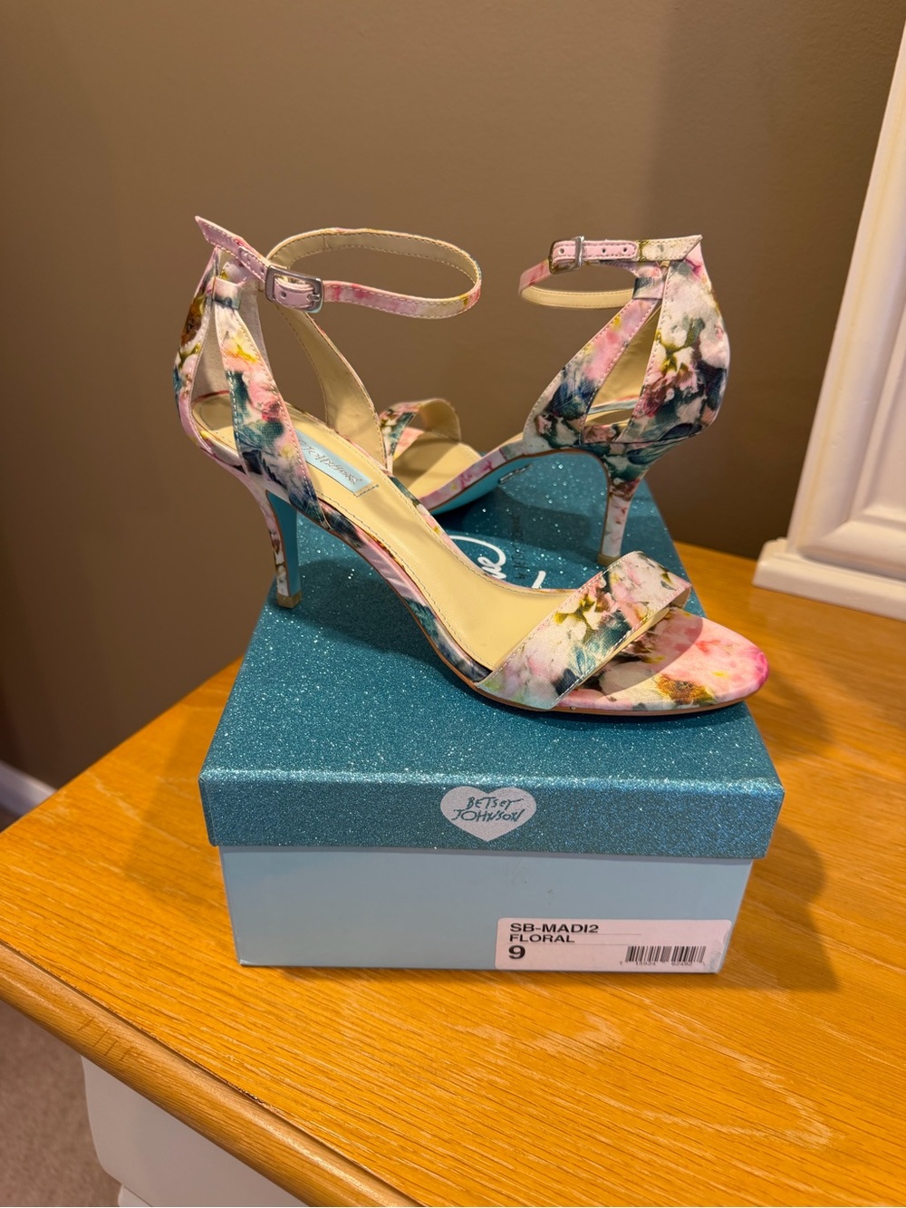 Betsey Johnson Pink Floral Open-Toe Ankle-Strap Heels